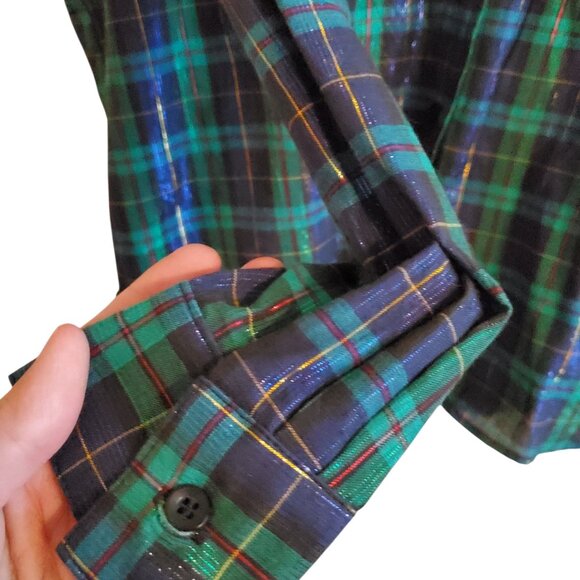 Hobby Horse Show Shirt Blue Green Gold Red Metallic Threading Large - Picture 7 of 16